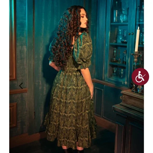 NWOT La Femme en Noir by Micheline Pitt Crimson Peak Allerdale Moth midi - Picture 2 of 4